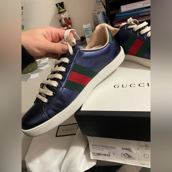 Mens Gucci Sneakers worn once with box and duster bags in perfect condition - Picture 6 of 13